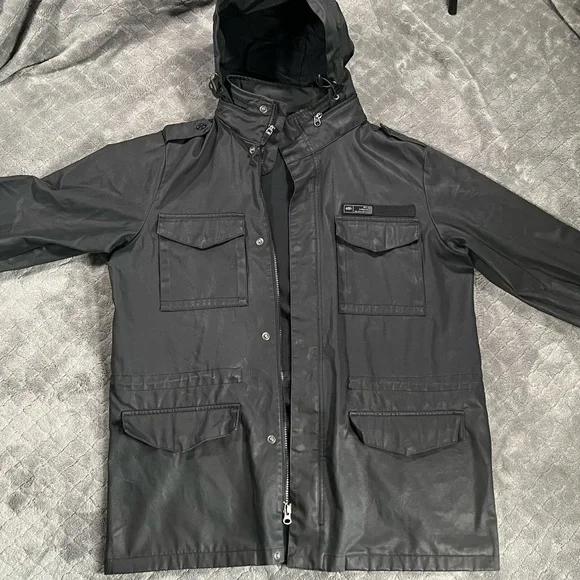 NIKE SB Skateboarding Chore Coat Jacket Distressed Black Waxed Men's M